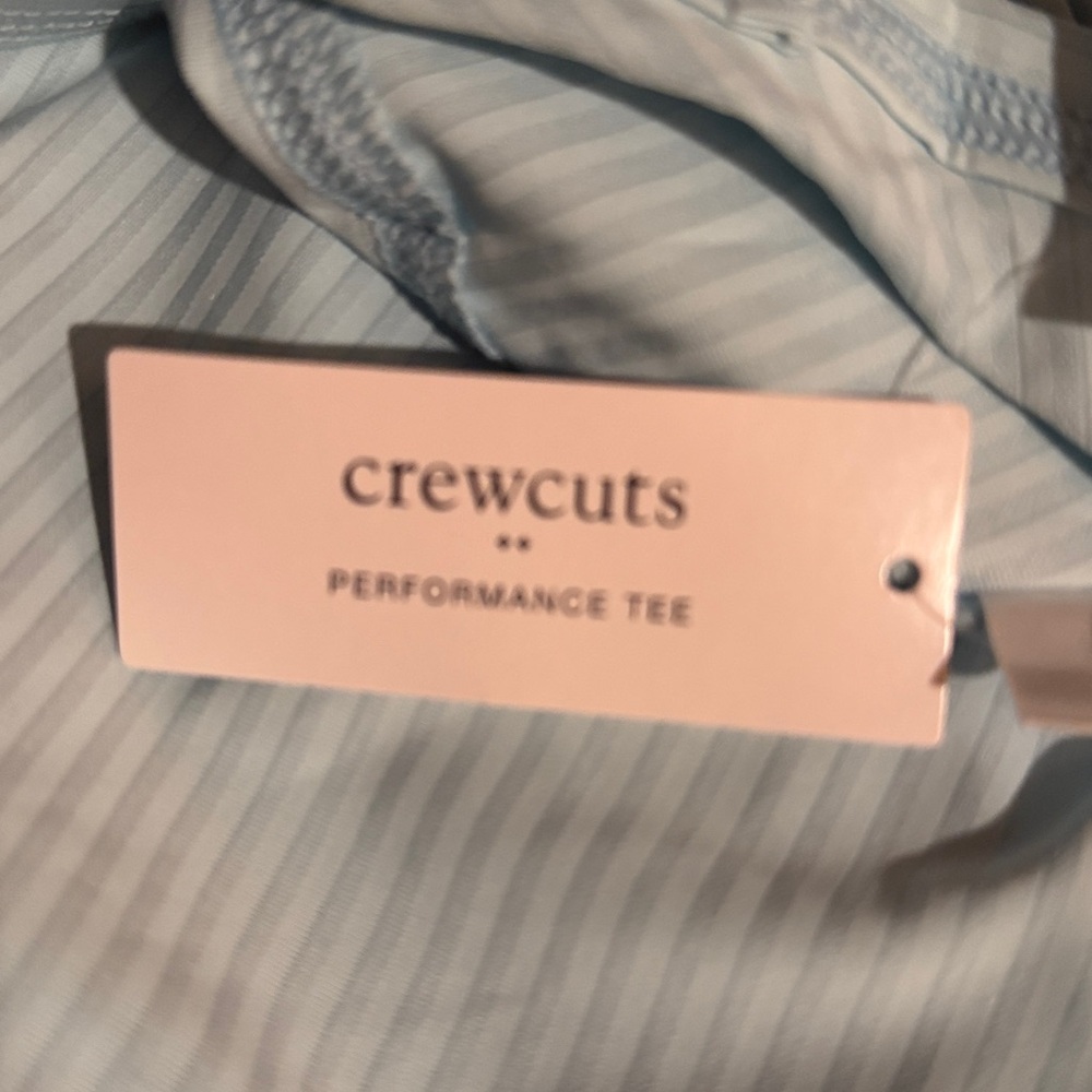 Short sleeve J.Crew Crewcuts vintage sky blue Striped Performance Tee kids 10/12 - Picture 5 of 6